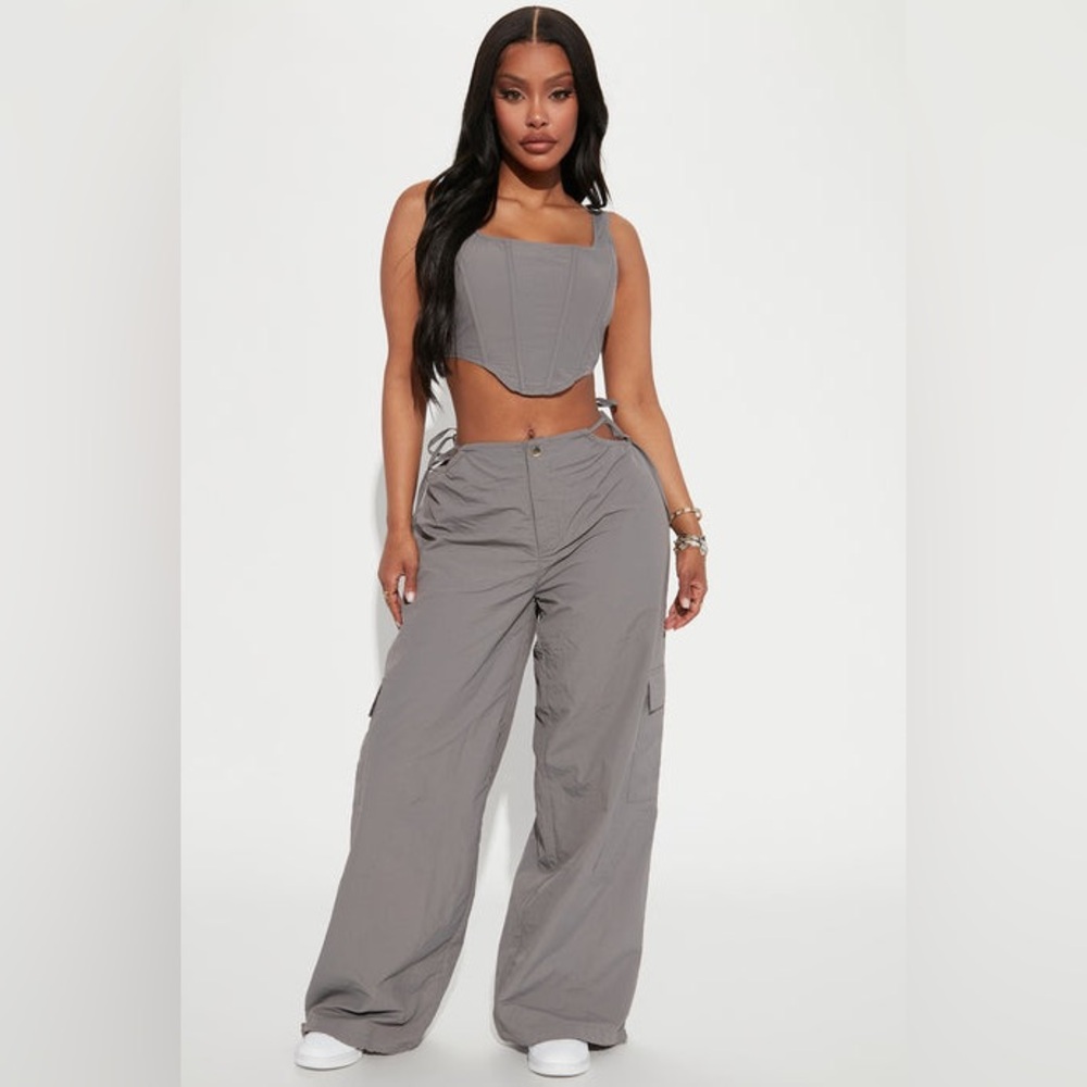 Fashion Nova Gray Corset Set